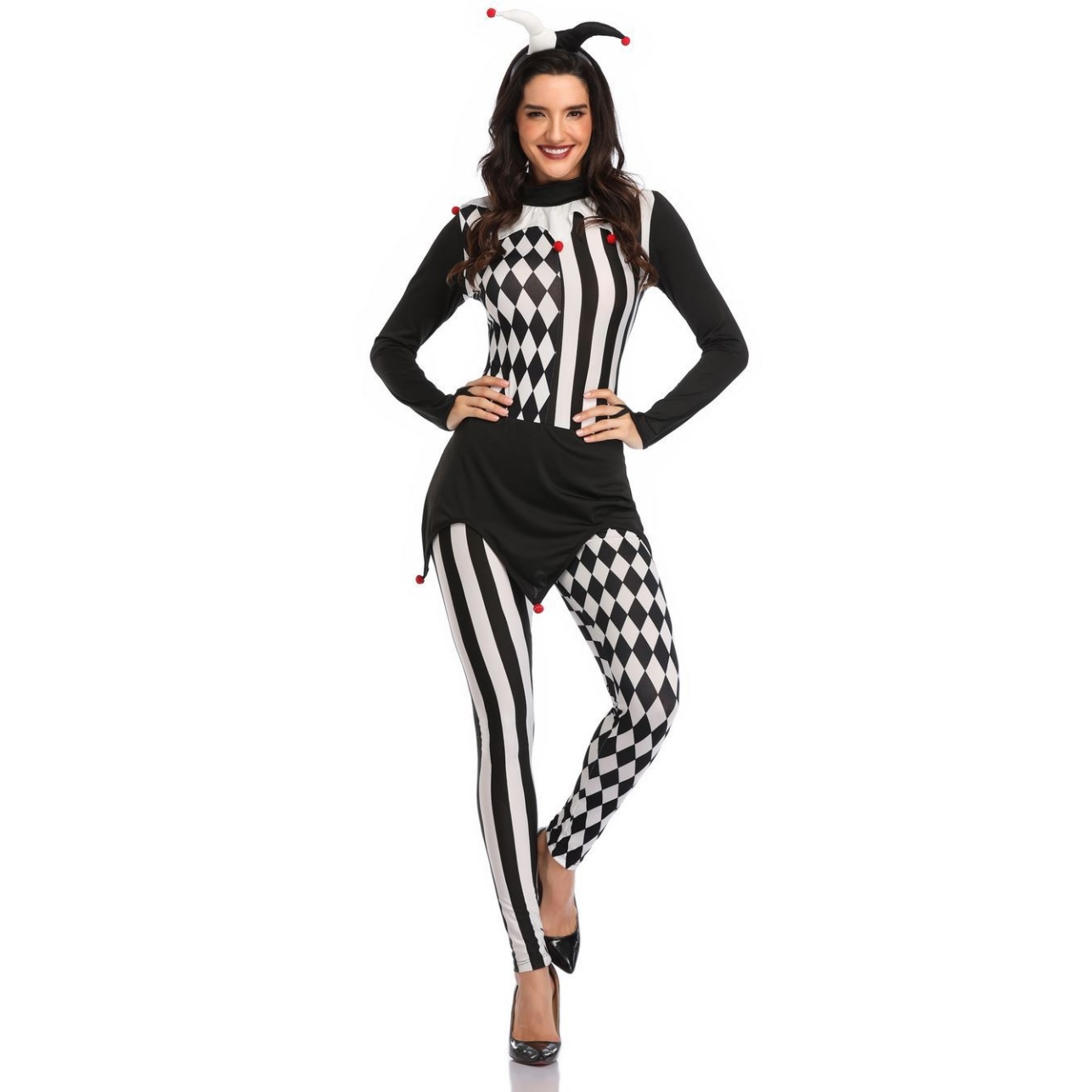 Women Killer Clown Costume Adult Halloween Cosplay Terror Clown Jumpsuits